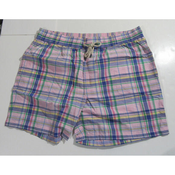 Polo Ralph Lauren Mens Swim Trunks Pink Plaid Size XL NWT